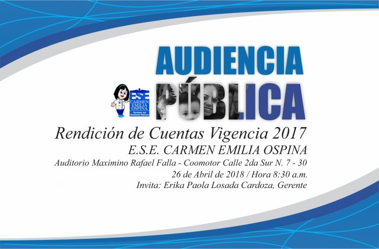 ESE municipal rendirá cuentas sobre la Vigencia 2017