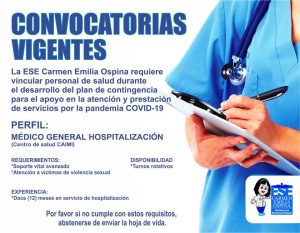 Convocatorias Laborales - Médico General Hospitalización