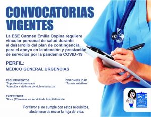 Convocatorias Laborales - Médico General Urgencias