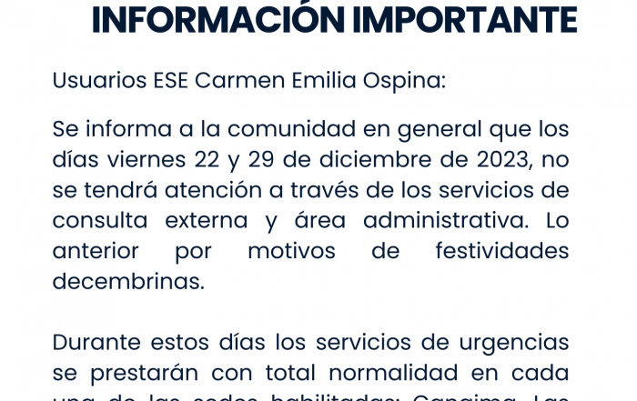 Informaci&oacute;n importante
