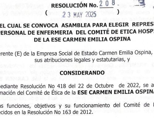 Convocatoria asamblea para elegir representante de enfermería al Comité de Ética